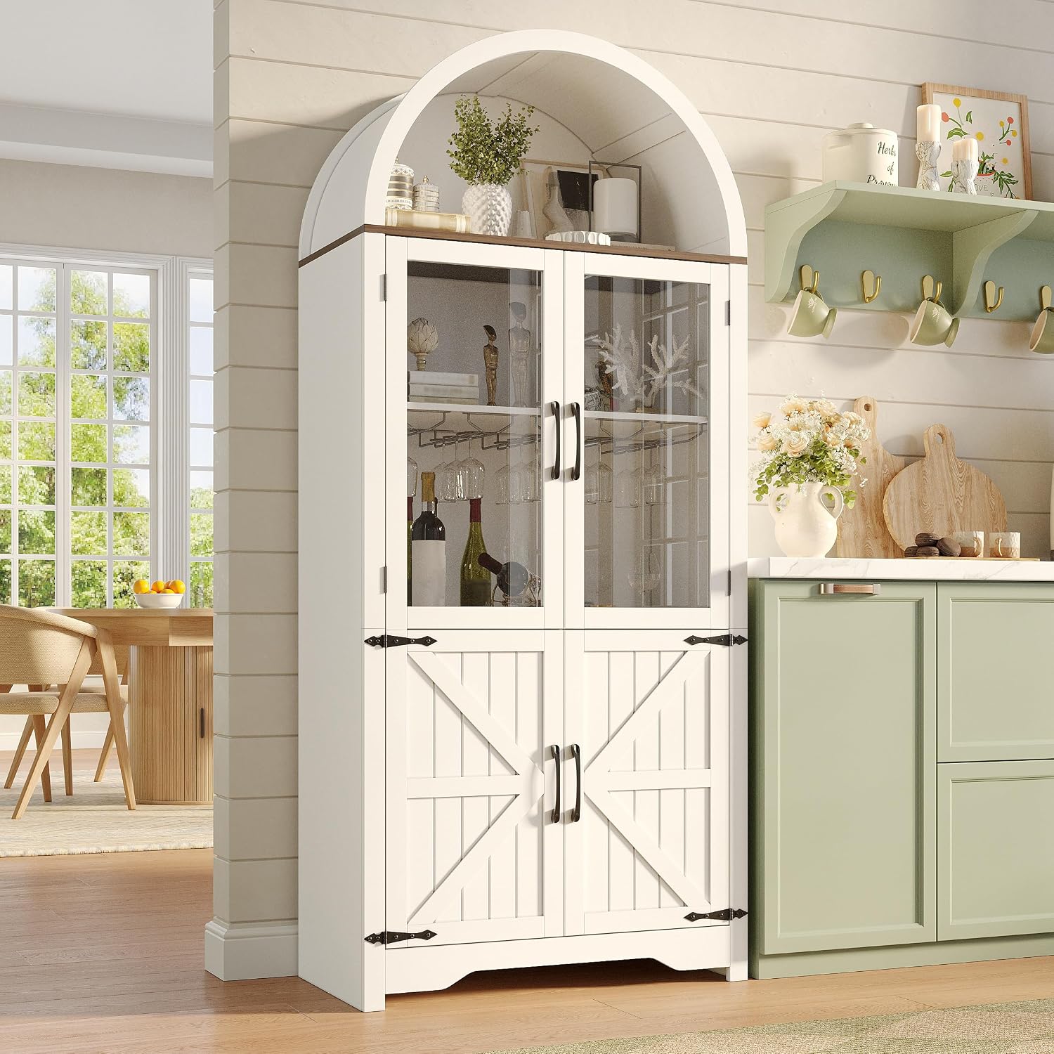 72" Arched Wine Cabinet White