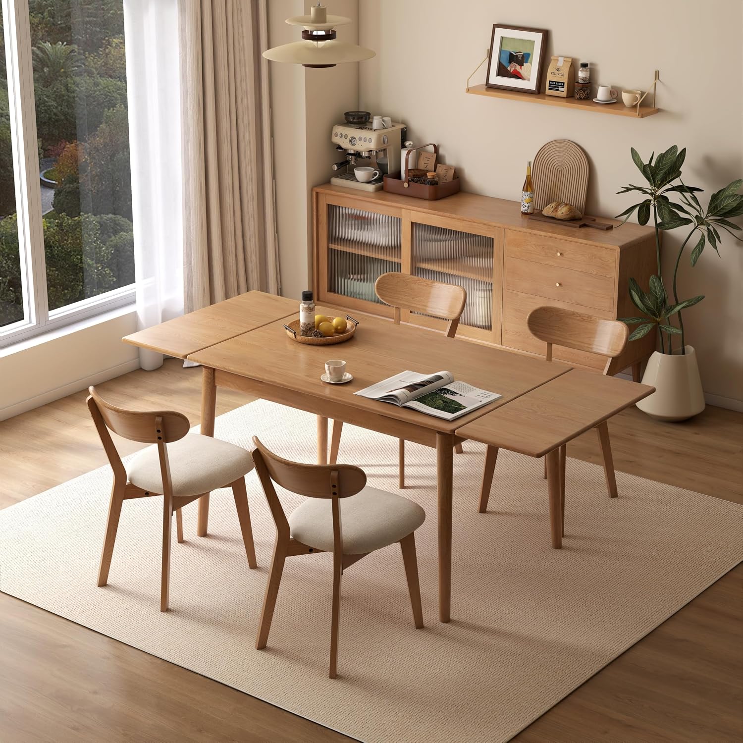 Solid Oak Extendable Dining Table Set Of 5