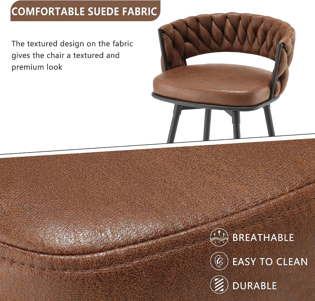 30" Woven Back Suede Swivel Bar Stools Set Of 3