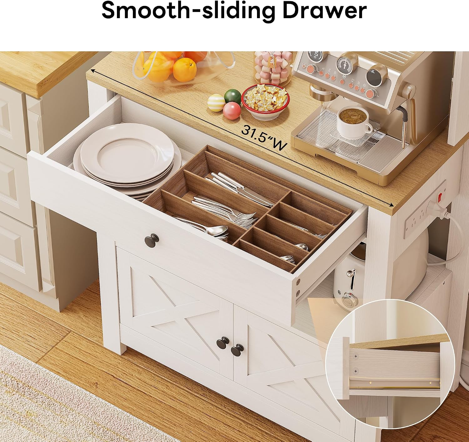 White Baker Rack With Drawer